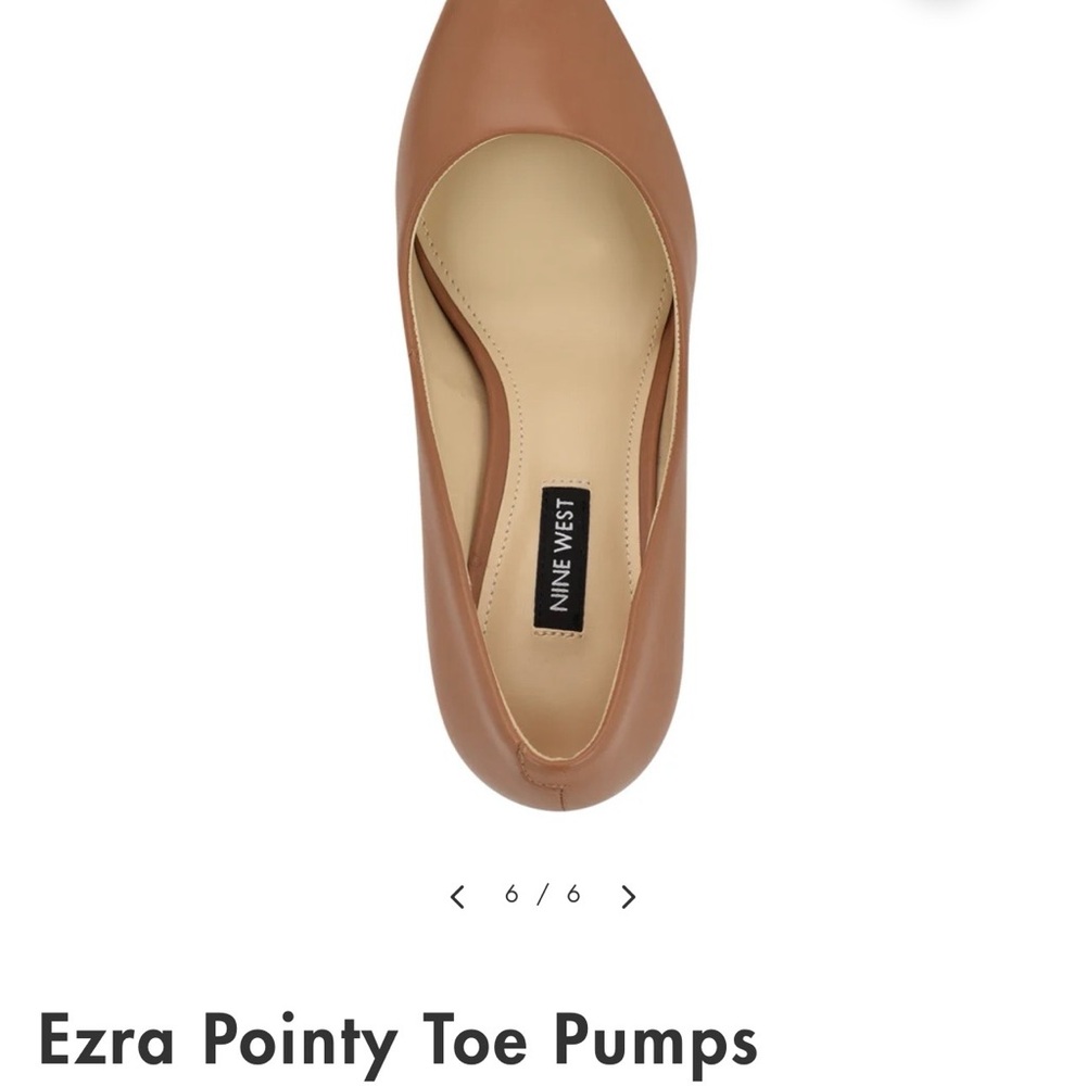 Nine West Ezra Pointy Toe Pumps Light Brown Leather SZ 9.5:Classic vintage look! - Picture 2 of 15